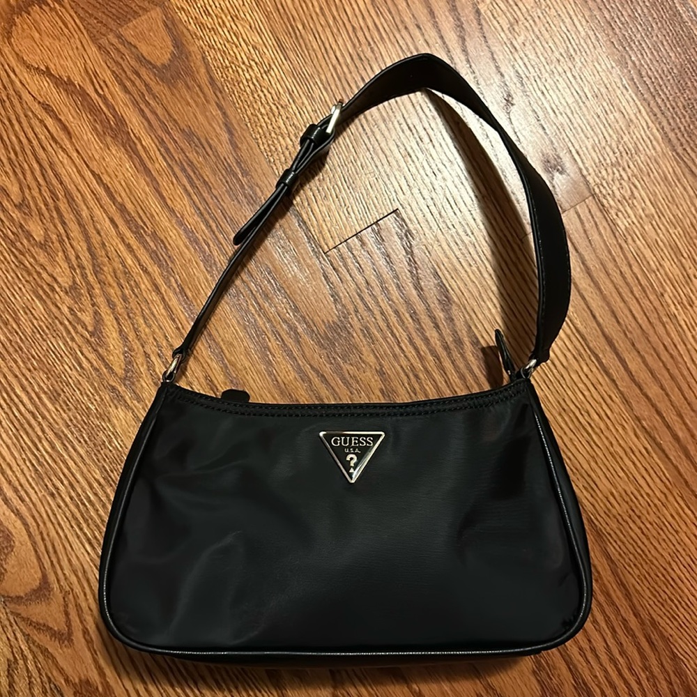 Guess black and pale gold shoulder bag